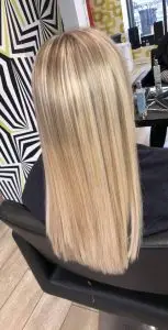 woman with long straight blonde hair